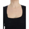 Top in maglione elasticizzato di lana lavorato a maglia blu - IT44 - M