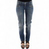 Pantaloni jeans slim blu in denim elasticizzati dritti - IT40