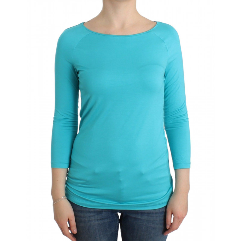 Lingerie blu top camicetta maglione modale solido - IT46 - L