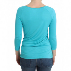 Lingerie blu top camicetta maglione modale solido - IT44 - M