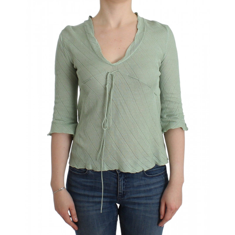 Camicetta top maglione lavorato maglia leggero verde - IT44 - M