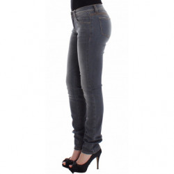 Jeans slim grigi Pantaloni denim gamba skinny elasticizzata - W26