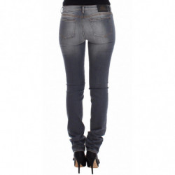 Jeans slim grigi Pantaloni denim gamba skinny elasticizzata - W26