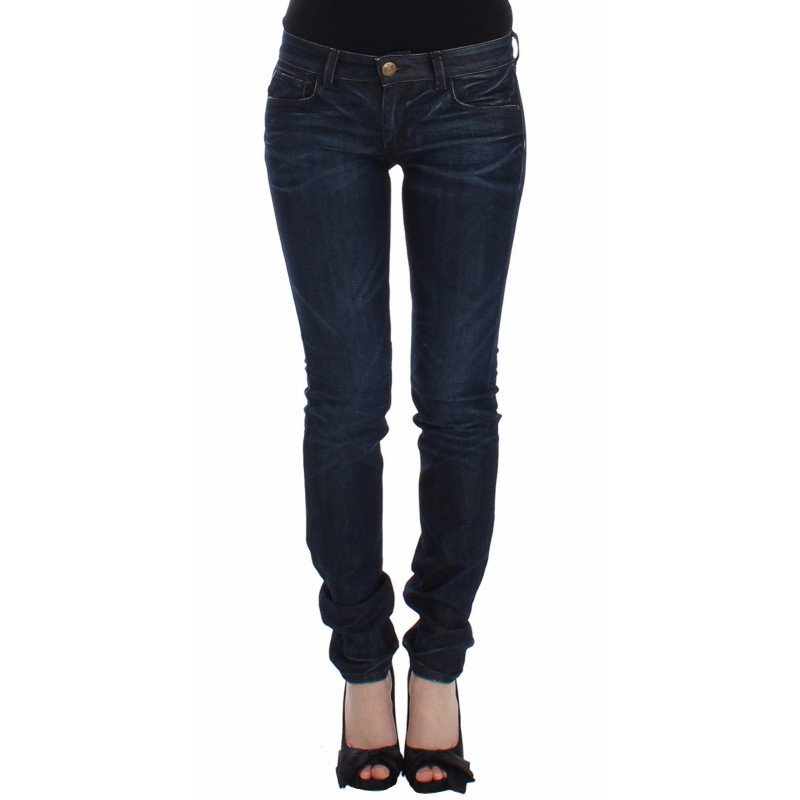 Jeans slim blu Pantaloni denim gamba skinny elasticizzata - W26