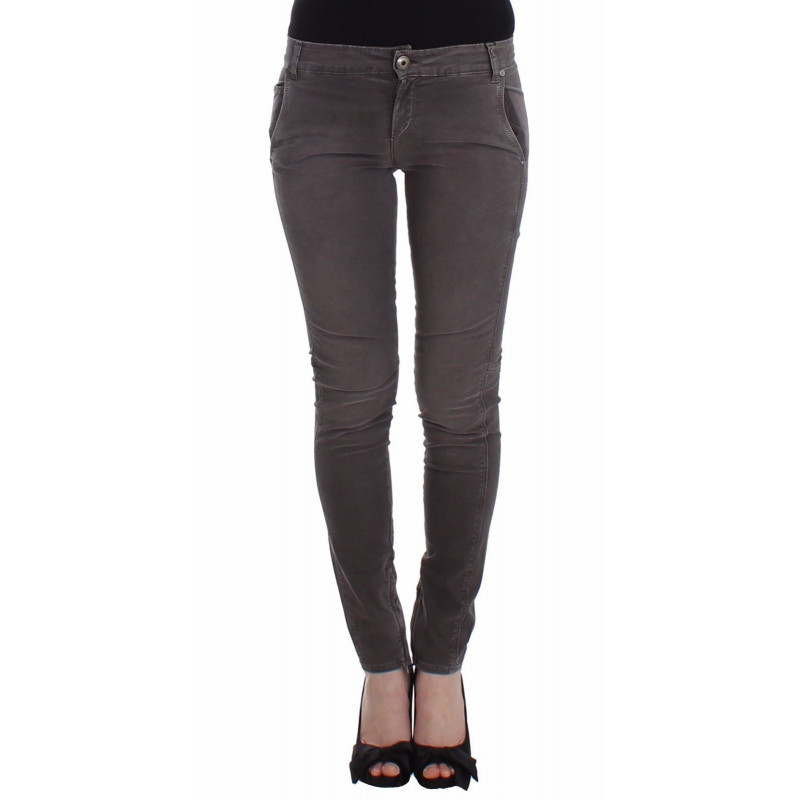 Jeans slim grigi Pantaloni denim gamba skinny elasticizzata - W26