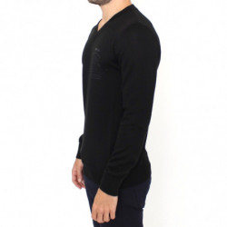 Maglione pullover con scollo a V in misto lana nera - IT48 - M