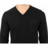 Maglione pullover con scollo a V in misto lana nera - IT48 - M