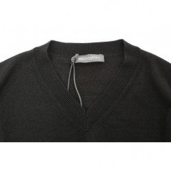 Maglione pullover con scollo a V in misto lana nera - IT48 - M