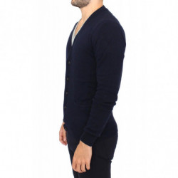 Maglione pullover cardigan in lana e cashmere blu - IT54 - XL