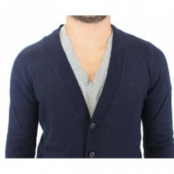 Maglione pullover cardigan in lana e cashmere blu - IT54 - XL