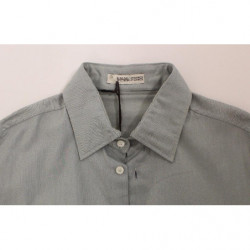 Top camicia casual a maniche lunghe in cotone grigio - IT50 - L