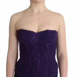 Lingerie viola corsetto bustier top in pizzo floreale - IT2 - S