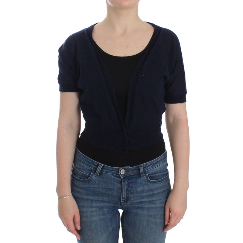 Cardigan in maglione di lana blu lavorato a maglia - IT46 - L