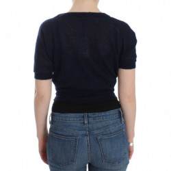 Cardigan in maglione di lana blu lavorato a maglia - IT46 - L