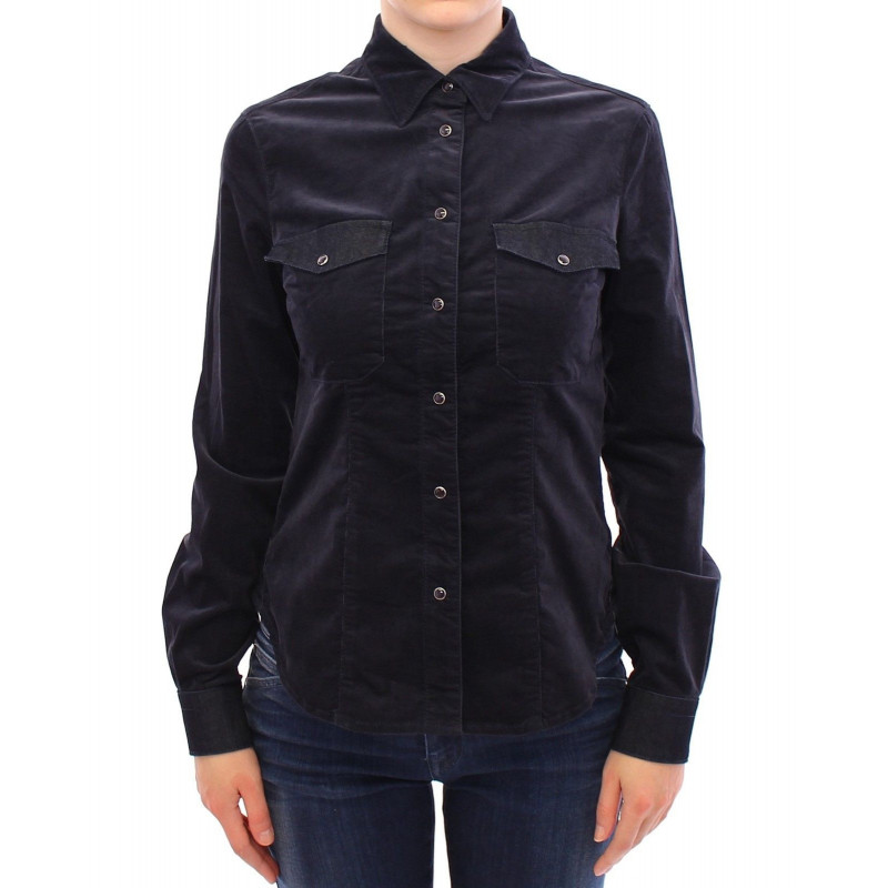 Camicia button down elasticizzata blu - IT40