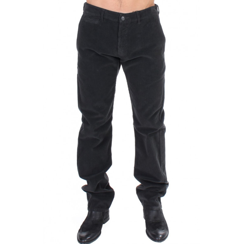Pantaloni dalla vestibilità dritta cotone velluto coste nero - IT48