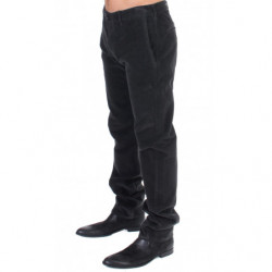 Pantaloni dalla vestibilità dritta cotone velluto coste nero - IT48