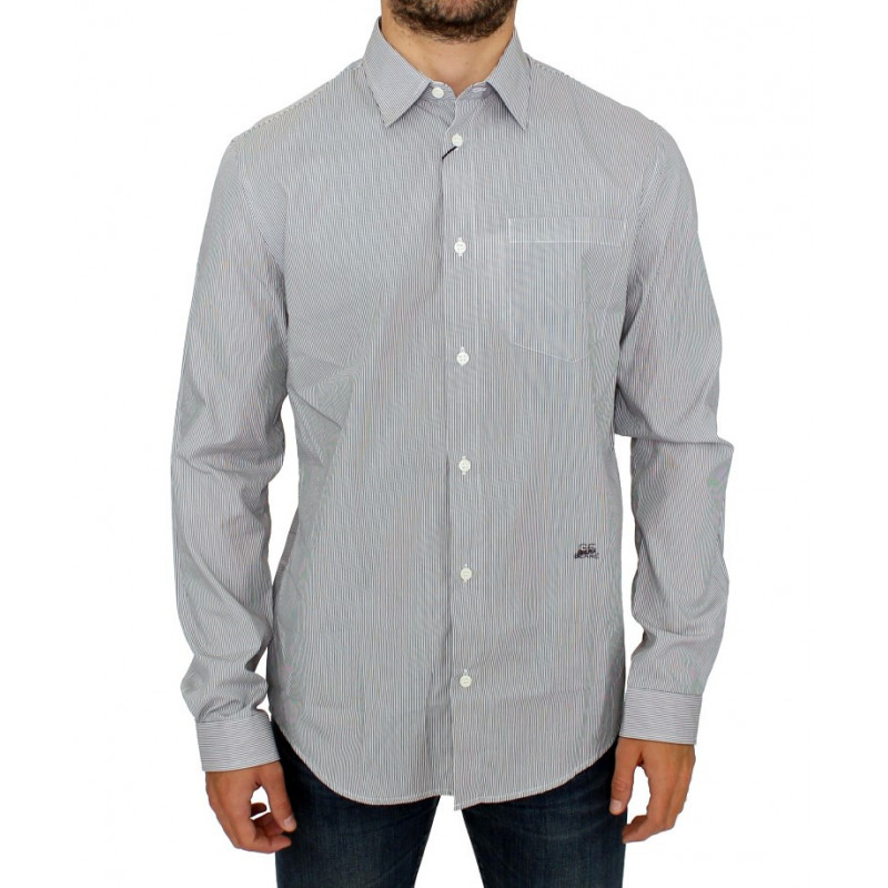 Camicia casual in cotone a righe grigie - IT52 - XL