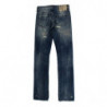 Jeans dal taglio dritto in cotone strappato lavato blu - W26