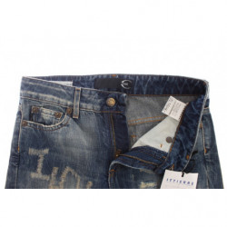 Jeans dal taglio dritto in cotone strappato lavato blu - W26