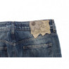 Jeans dal taglio dritto in cotone strappato lavato blu - W26