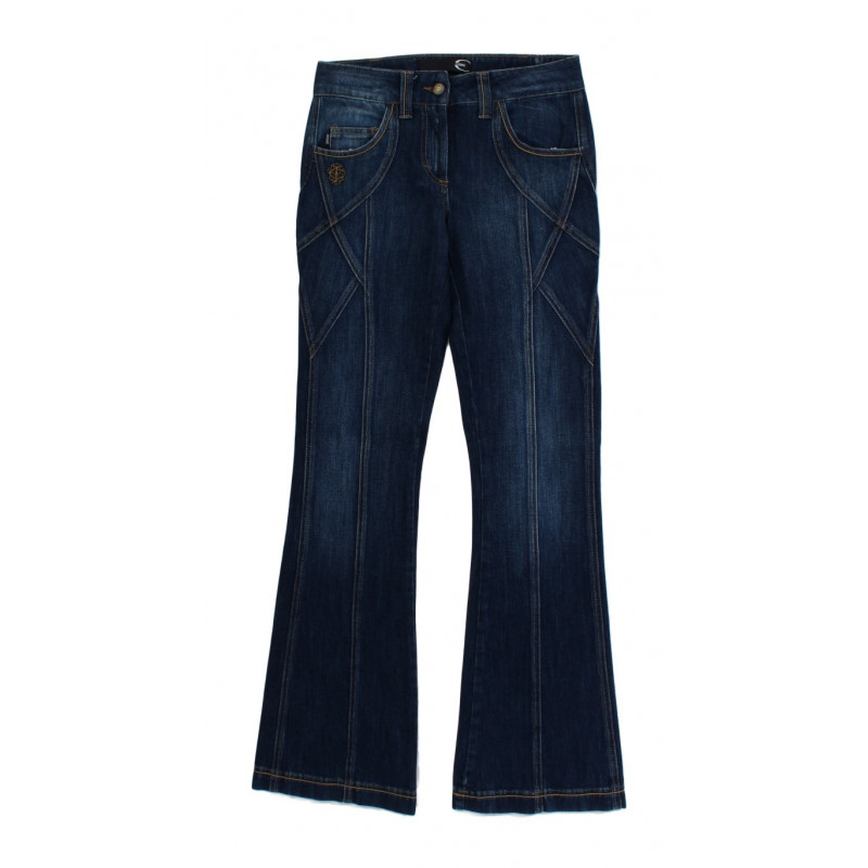 Jeans a vita bassa elasticizzati in cotone blu - W26