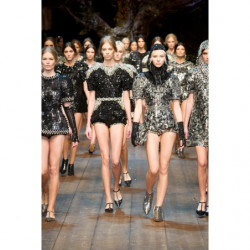 Top in camicetta da passerella in cristallo trasparente nero - IT38-XS