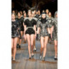 Top in camicetta da passerella in cristallo trasparente nero - IT38-XS