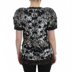 Top in camicetta da passerella in cristallo trasparente nero - IT38-XS