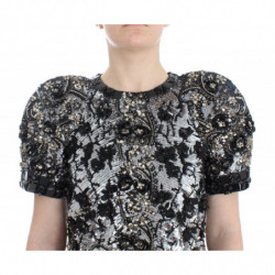 Top in camicetta da passerella in cristallo trasparente nero - IT38-XS