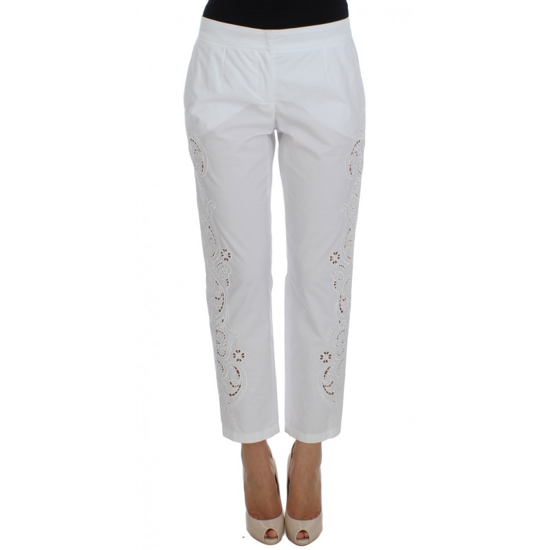 Abito con ritaglio floreale bianco Pantaloni siciliani - IT40-S