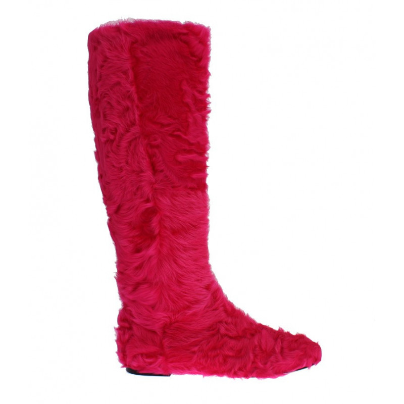 Stivali piatti in pelle di agnello rosa - EU38/US7.5