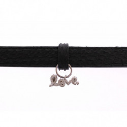 Bracciale in argento 925 CZ LOVE in pelle di serpente - M