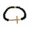 Bracciale argento 925 croce pietra lavica color oro trasparente CZ