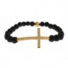 Bracciale argento 925 croce pietra lavica color oro trasparente CZ