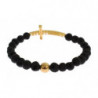 Bracciale argento 925 croce pietra lavica color oro trasparente CZ