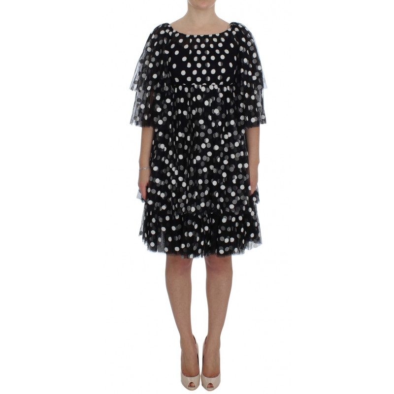 Abito arricciato a pois bianco nero - IT40-S