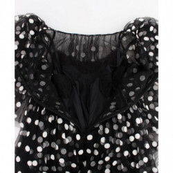 Abito arricciato a pois bianco nero - IT40-S