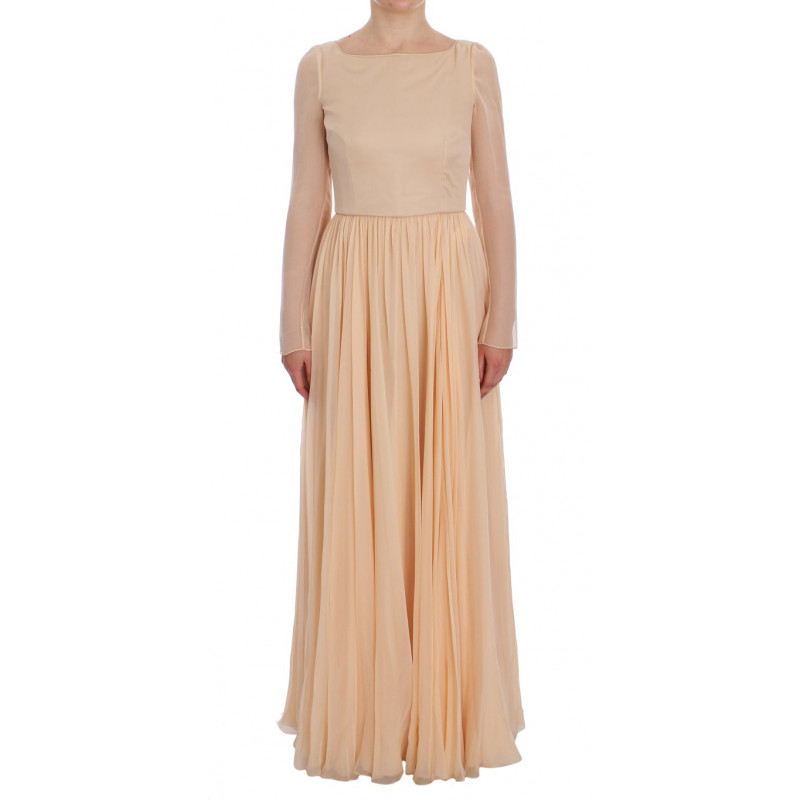 Abito a figura intera in seta beige - IT40-S