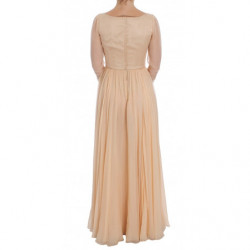 Abito a figura intera in seta beige - IT40-S