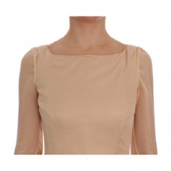 Abito a figura intera in seta beige - IT40-S