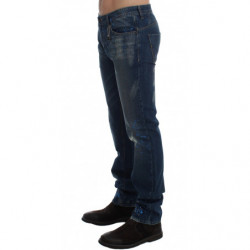 Jeans slim fit con vernice lavata blu - W34