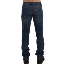 Jeans slim fit con vernice lavata blu - W34