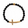 Bracciale in argento 925 con croce CZ dorata e pietra di agata - M