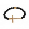 Bracciale in argento 925 con croce CZ dorata e pietra di agata - M