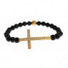 Bracciale in argento 925 con croce CZ dorata e pietra di agata - M