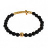 Bracciale in argento 925 con croce CZ dorata e pietra di agata - M