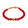 Bracciale in argento 925 con croce di corallo rosso oro CZ - L