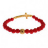 Bracciale in argento 925 con croce di corallo rosso oro CZ - L