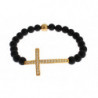 Bracciale in argento 925 con croce CZ dorata e pietra onice opaca - M